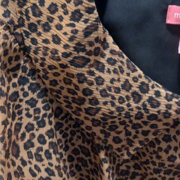 Maggie Boutique Leopard Animal Print Silk Long Sleeve Top Shirt Women Size 12 - Picture 3 of 9